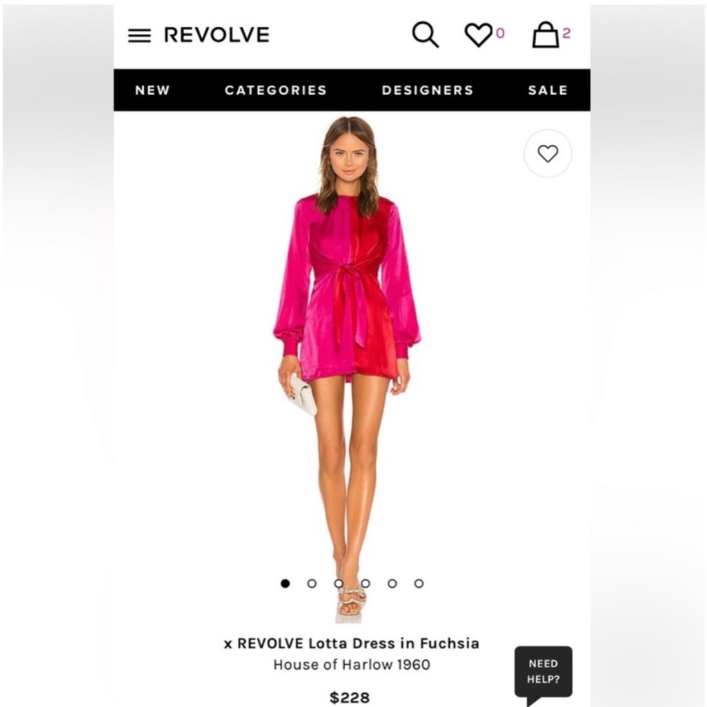 Nwot House Of Harlow X Revolve Lotta Dress In Fuchsia, Size Xs